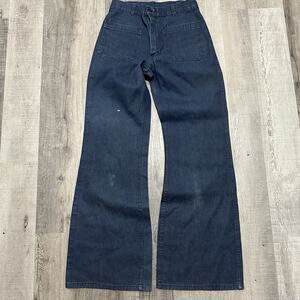 VTG US Navy Seafarer Denim Flare Utility Dungaree Jean Pant (28x32) Bell Bottoms